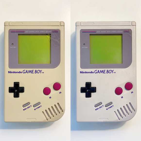 Game Boy retr0bright before and after